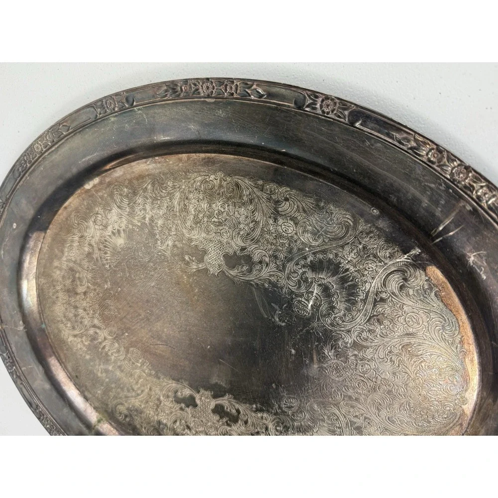 Antique Rogers and Bro 2380 Silver Heritage Serving Tray Victorian Style
